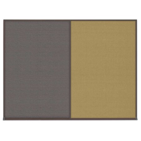 United Visual Products Triple Door Radius Corkboard, 72"X48", W UV80055-WHITE-PUMICE